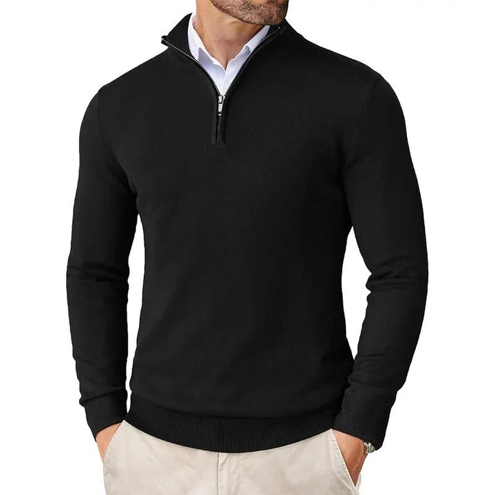 Men's Quarter Zip Sweater, Fleece Lined Mock Neck Pullover