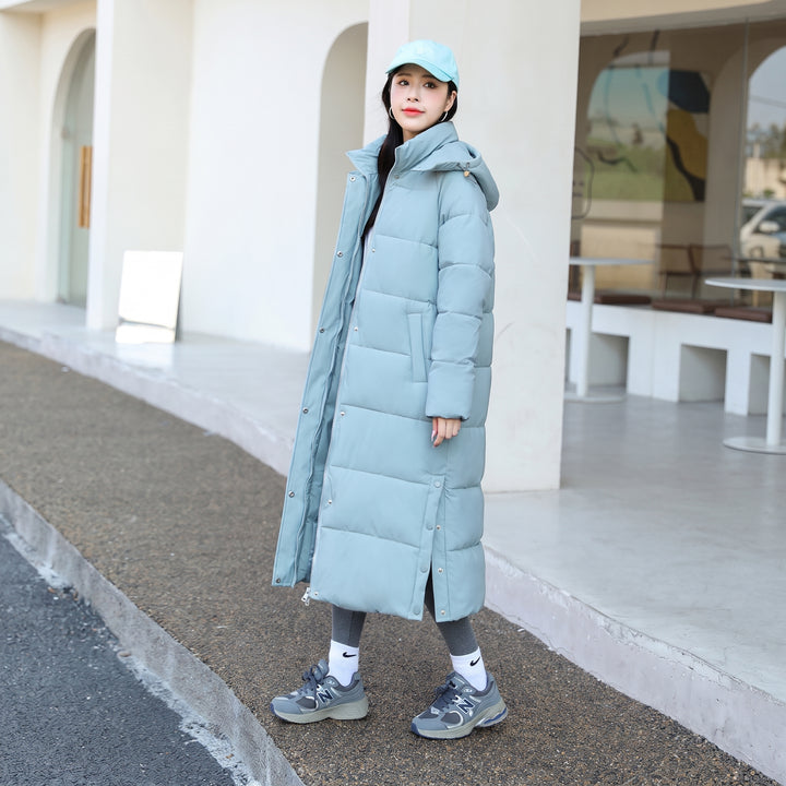 Women's Long Winter Puffer Jacket, Bubble Quilted Hooded Padded