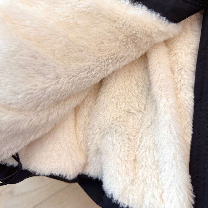 Women's Quilted Winter Puffer Jacket, Bubble Faux Fur Lined Short