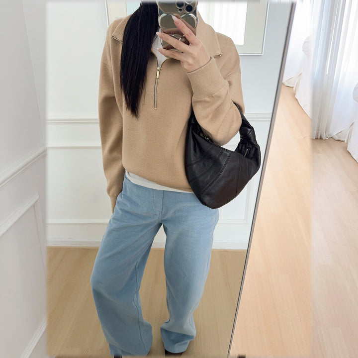 Women's Quarter Zip Sweater, Pullover Knit