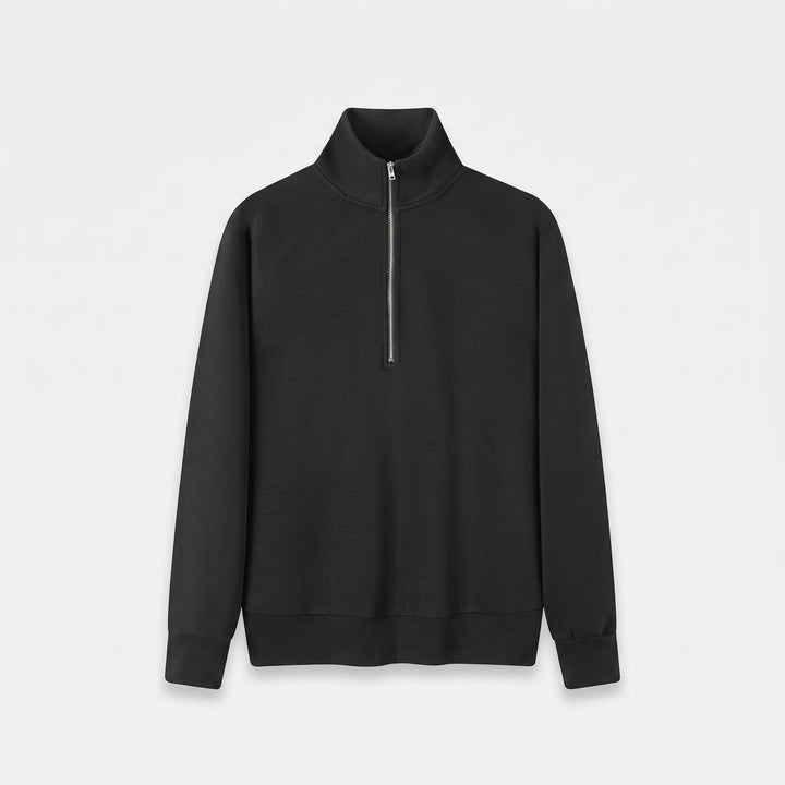 Men's Quarter Zip Sweater, Oversized Mock Neck Textured Pullover