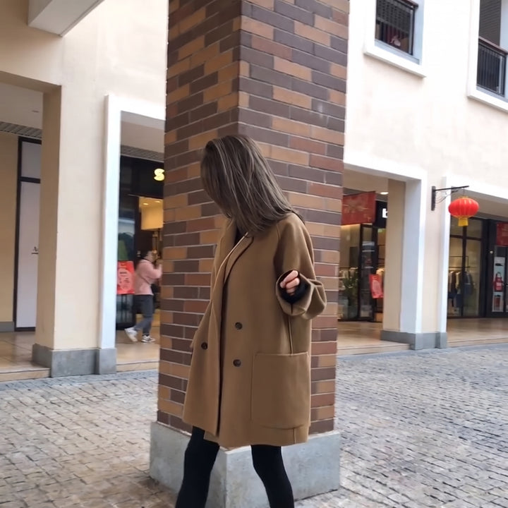 Women's Double Breasted Winter Peacoat, Oversized Mid Length
