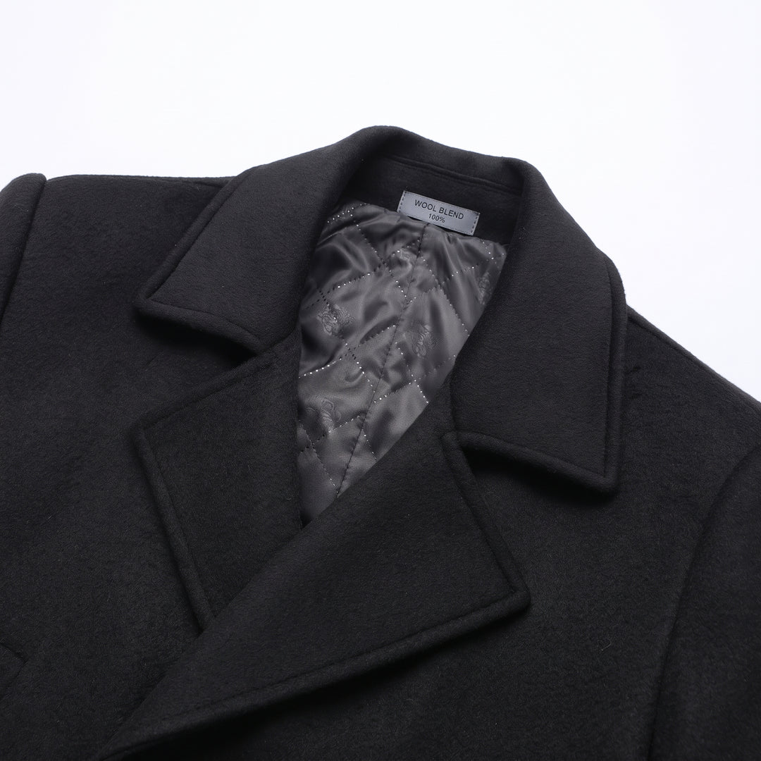Men's Long Winter Trench Coat, Lined Tailored Double Breasted