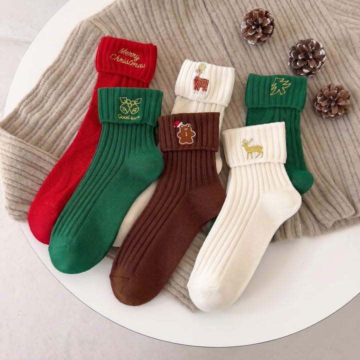 Embroidered Holiday Christmas Socks 3 Pack, Unisex Festive Gifts