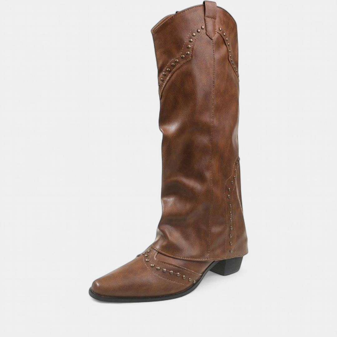 Women's Knee High Cowboy Boots, Slouch Pointed Toe