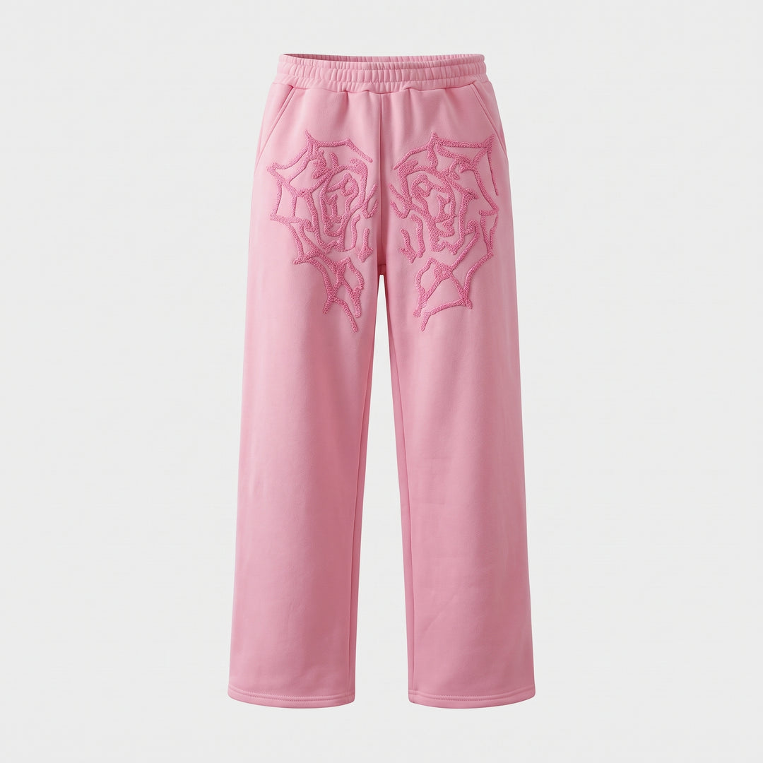 Women's Baggy Wide Leg Sweatpants, Relaxed Fit Embroidered
