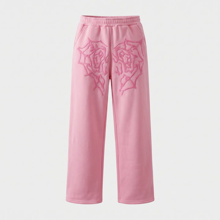 Women's Baggy Wide Leg Sweatpants, Relaxed Fit Embroidered