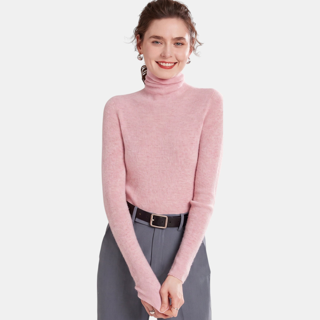 Women's Short Turtleneck Cashmere Sweater, Slim Fit