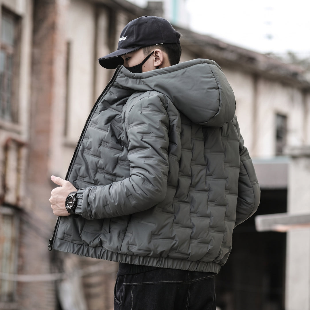 Men's Hooded Long Puffer Jacket, Padded Bubble Coat