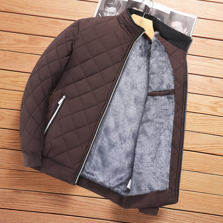 Men's Long Quilted Puffer Jacket, Stand Collar Oversized Fit