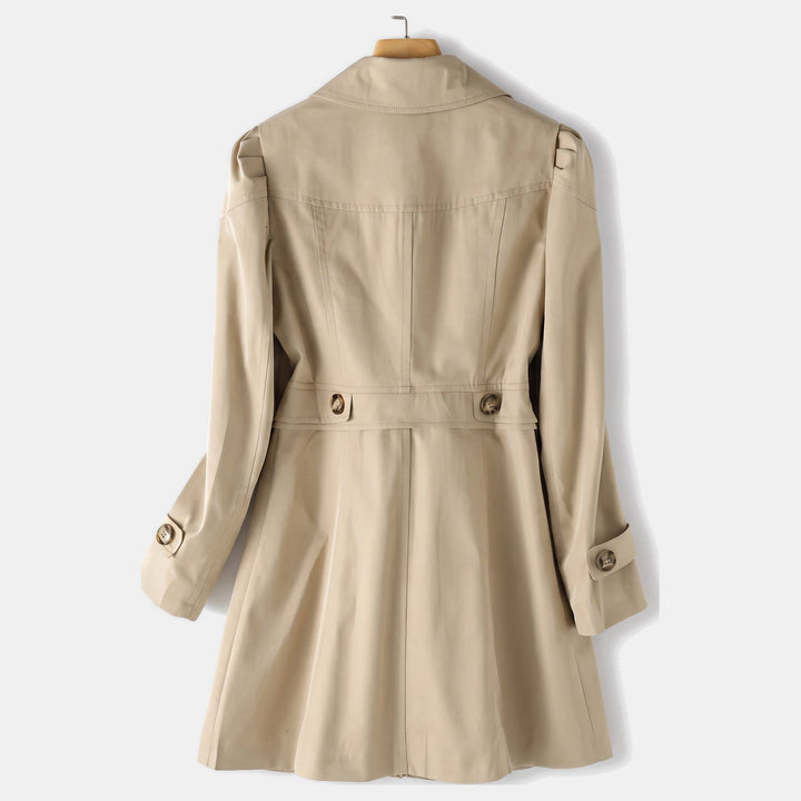 Women's Mid Length Trench Coat, Belted Waist Button Front