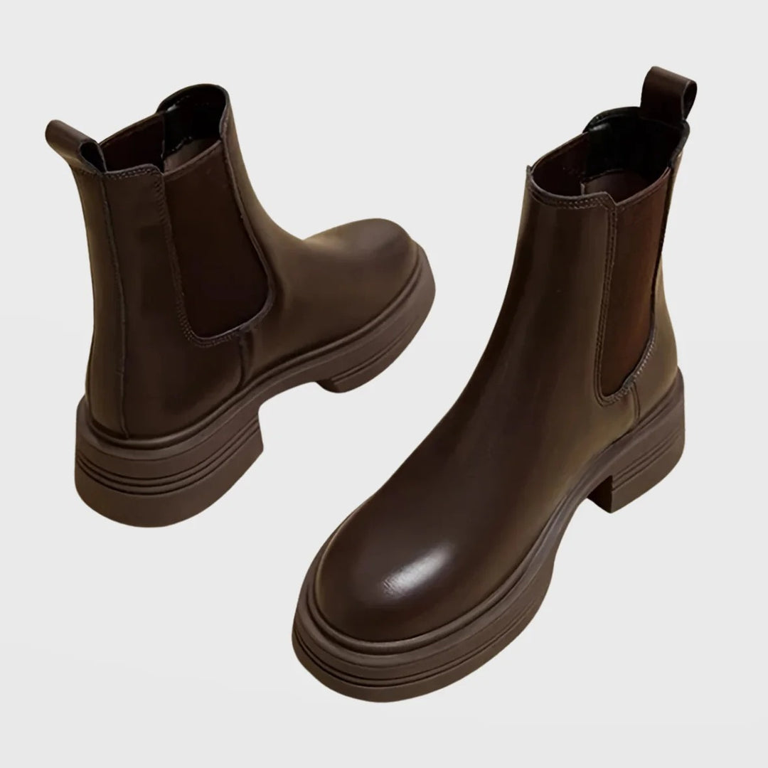 Women's Block Heel Chelsea Boots, Lug Sole Round Toe