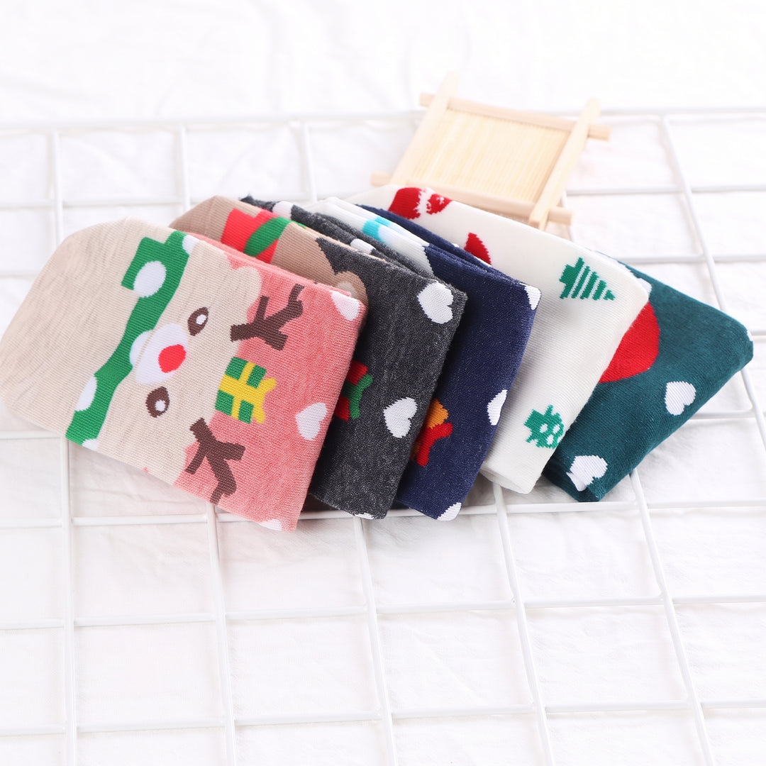 Holiday Present Christmas Socks 5 Pack, Unisex Assorted Multicolour Festive Santa Tree