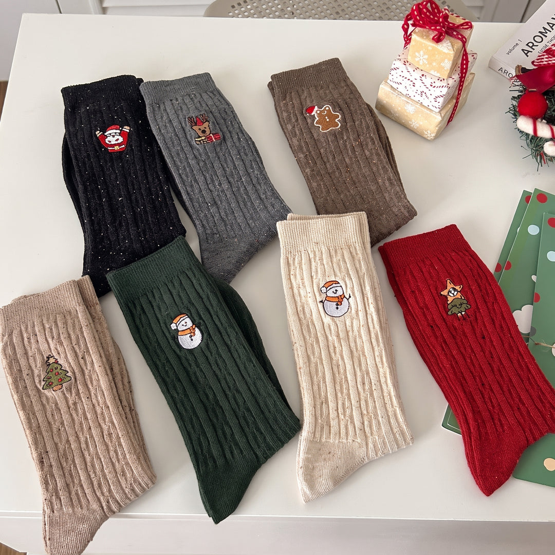 Embroidered Holiday Christmas Socks 3 Pack, Unisex Festive