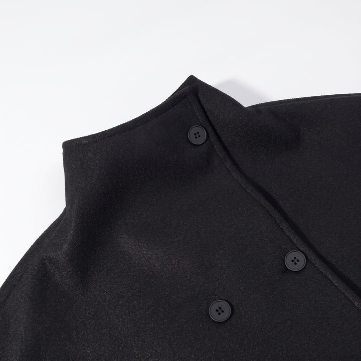 Women's Short Double Breasted Peacoat, High Neck Oversized