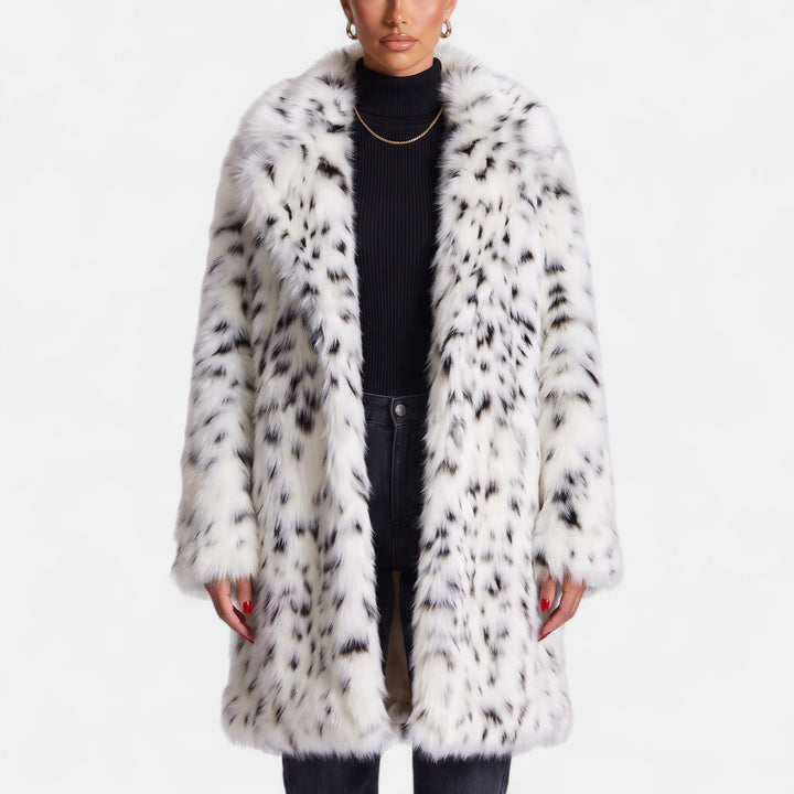 Women's Long Faux Fur Coat, Fluffy Oversized Fit with Notched Lapel