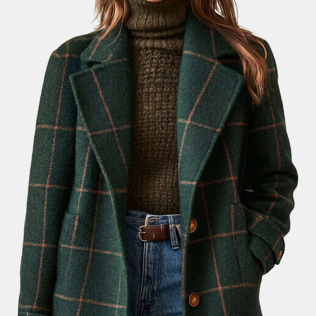 Women's Oversized Double Breasted Wool Coat, Notched Lapel