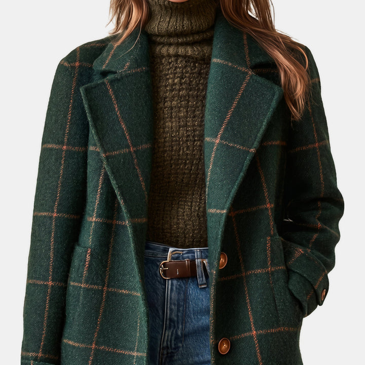 Women's Oversized Double Breasted Wool Coat, Notched Lapel