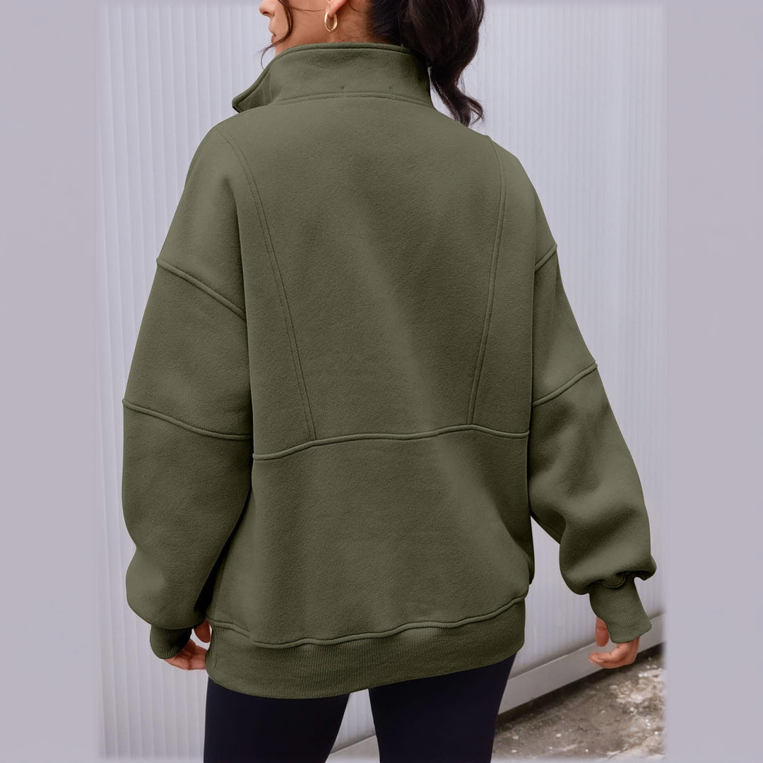 Women's Quarter Zip Sweater, Oversized Pullover with Pockets