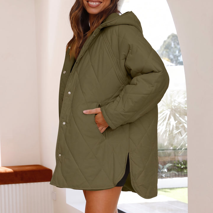 Women's Lightweight Winter Puffer Jacket, Hooded Quilted Oversize