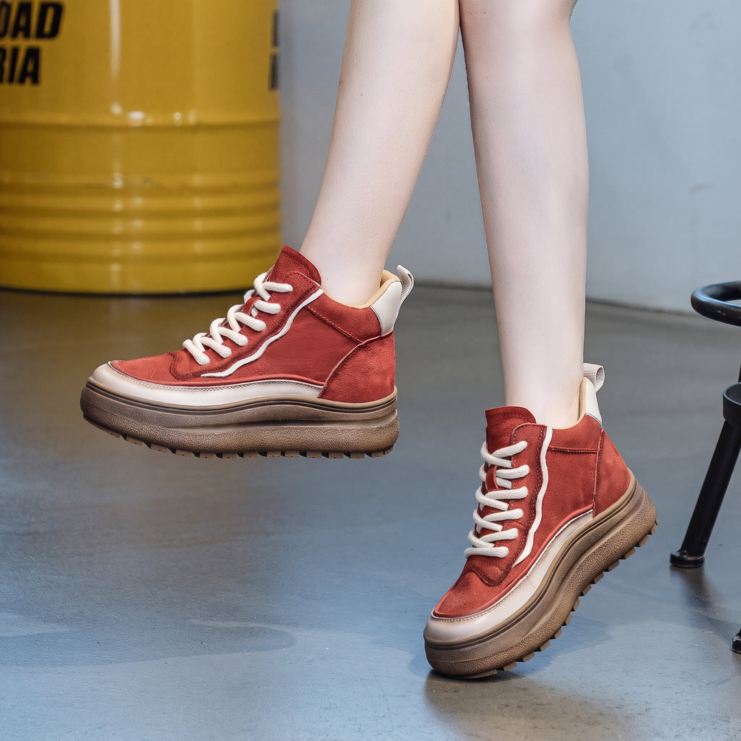 Women's Ankle Comfortable Winter Boots, Platform Lace Up