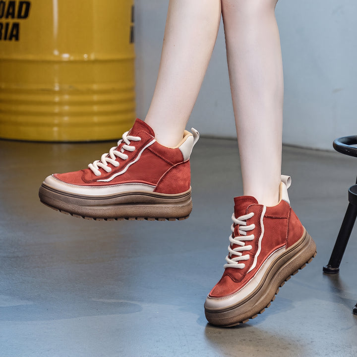 Women's Ankle Comfortable Winter Boots, Platform Lace Up