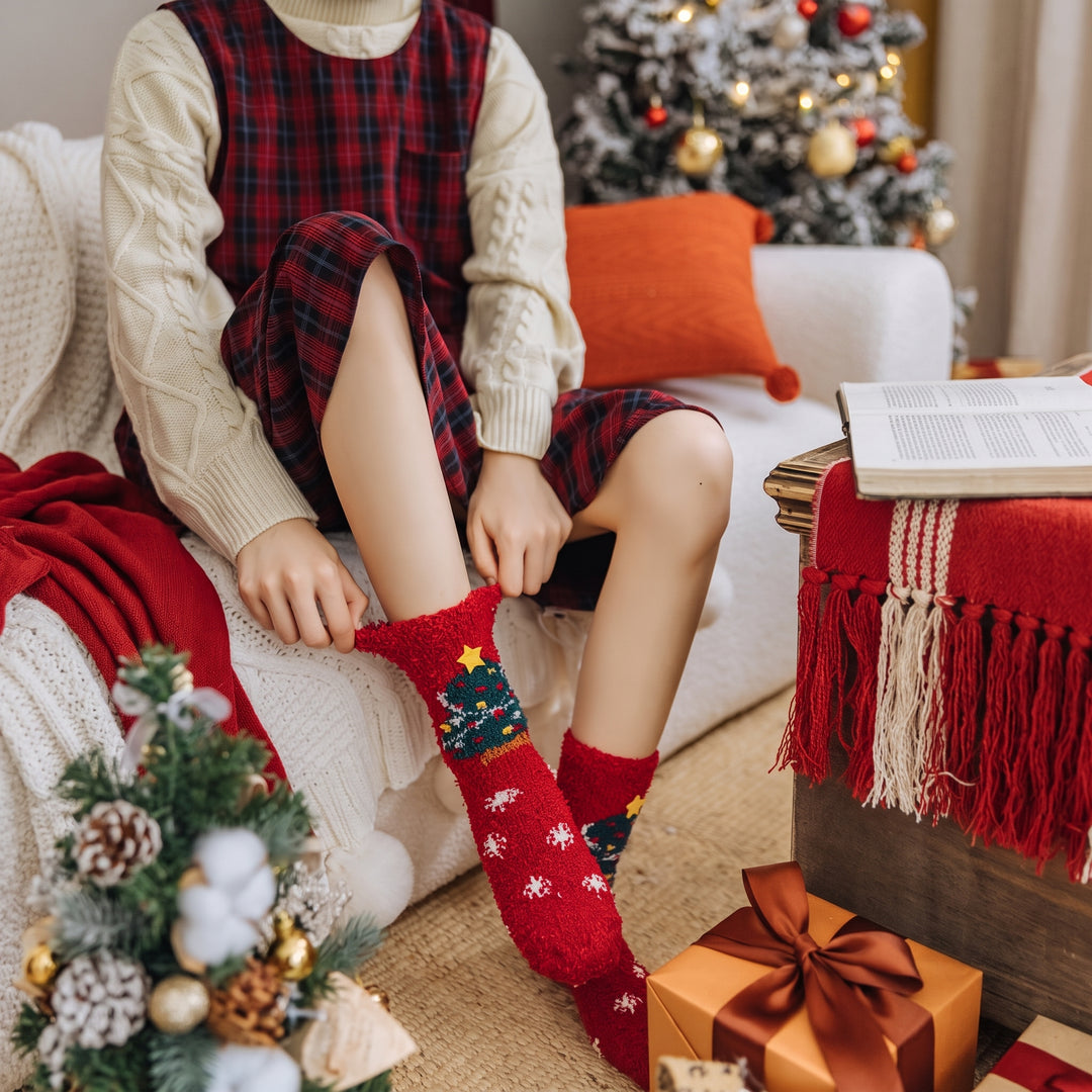Plush Holiday Christmas Socks 3 Pack, Unisex Fuzzy Festive Fun