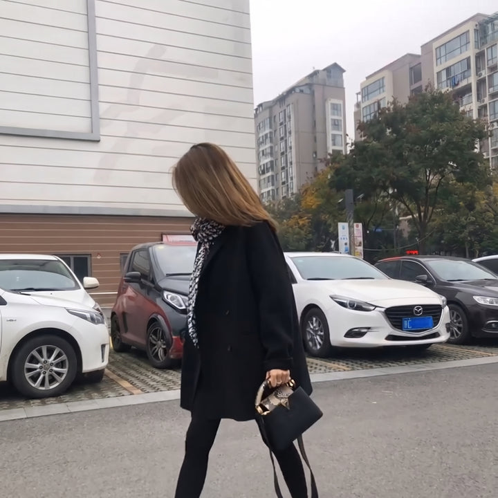 Women's Double Breasted Winter Peacoat, Oversized Mid Length