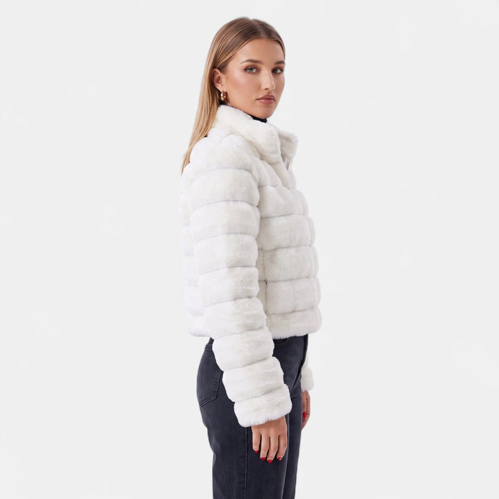 Women's Short Faux Fur Coat, Oversized Open Front Wide Cuffs