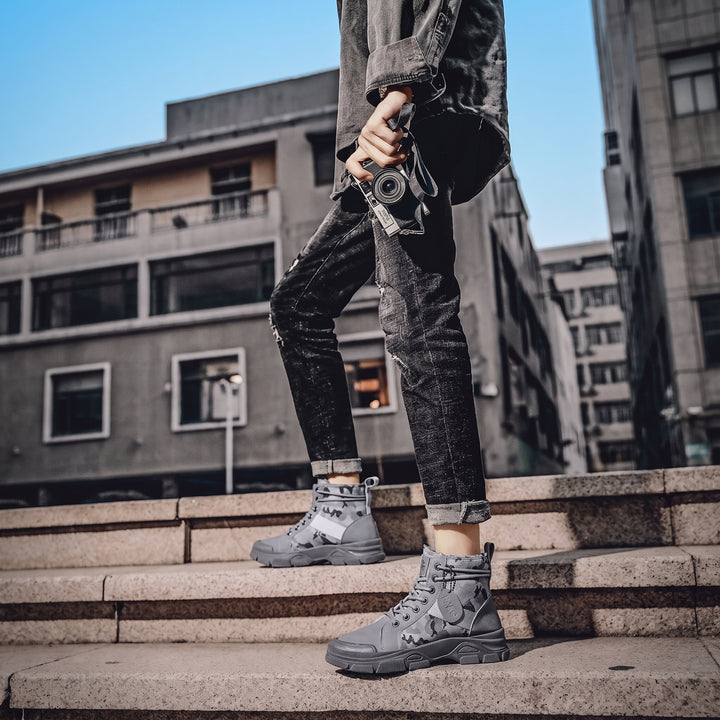Men's Fuzzy Comfortable Winter Boots, Fur Lined Ankle Military