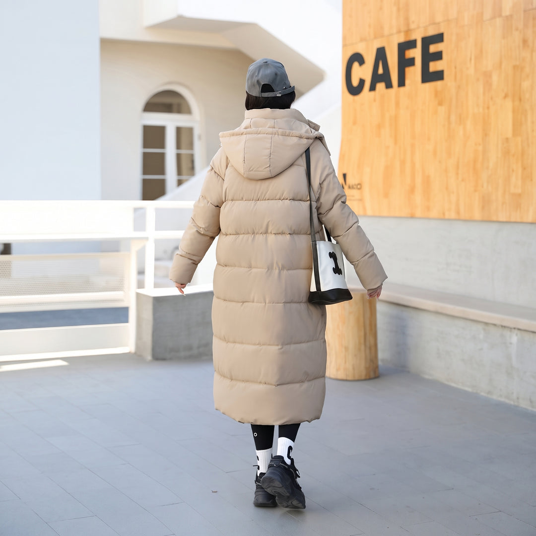 Women's Long Winter Puffer Jacket, Bubble Quilted Hooded Padded