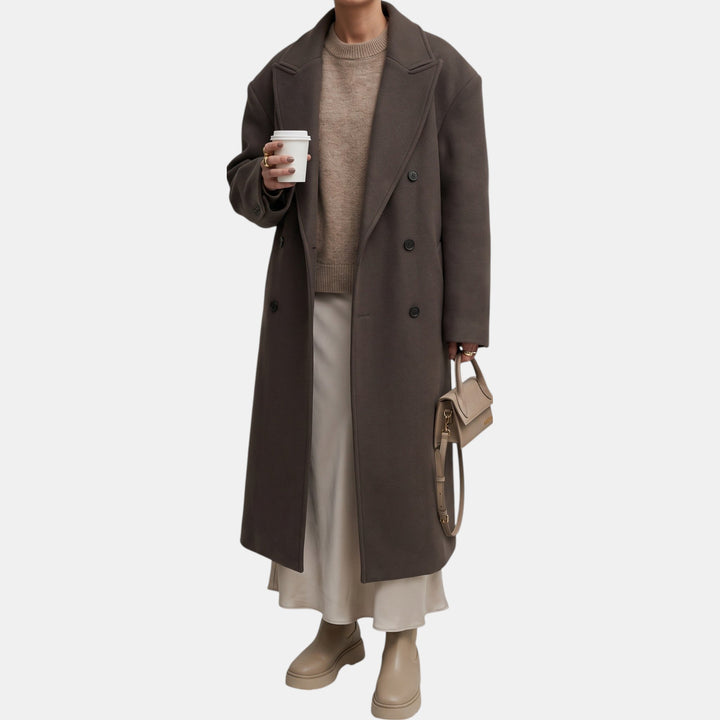 Women's Oversized Double Breasted Wool Coat, Wool Blend