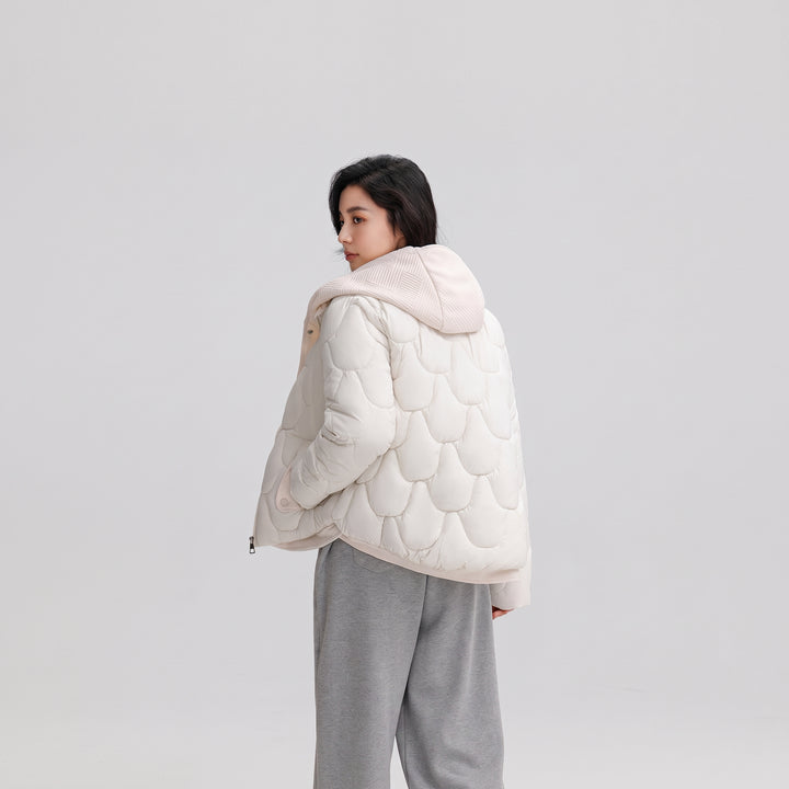 Women's Quilted Winter Puffer Jacket, Hooded Short Padded