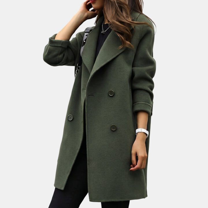 Women's Oversized Long Wool Winter Coat, Button Front Notch Lapel