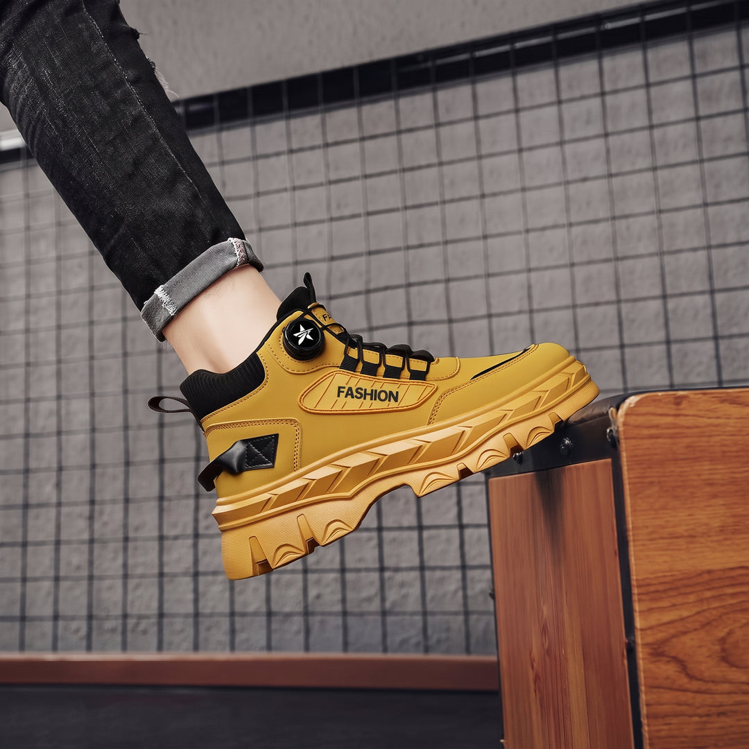 Men's Ankle Comfortable Winter Boots, Lace Up Lug Sole Platform