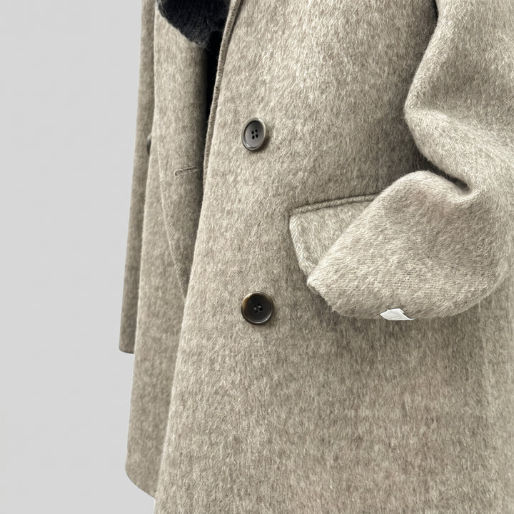 Women's Double Breasted Winter Peacoat, Oversized Tailored Fuzzy