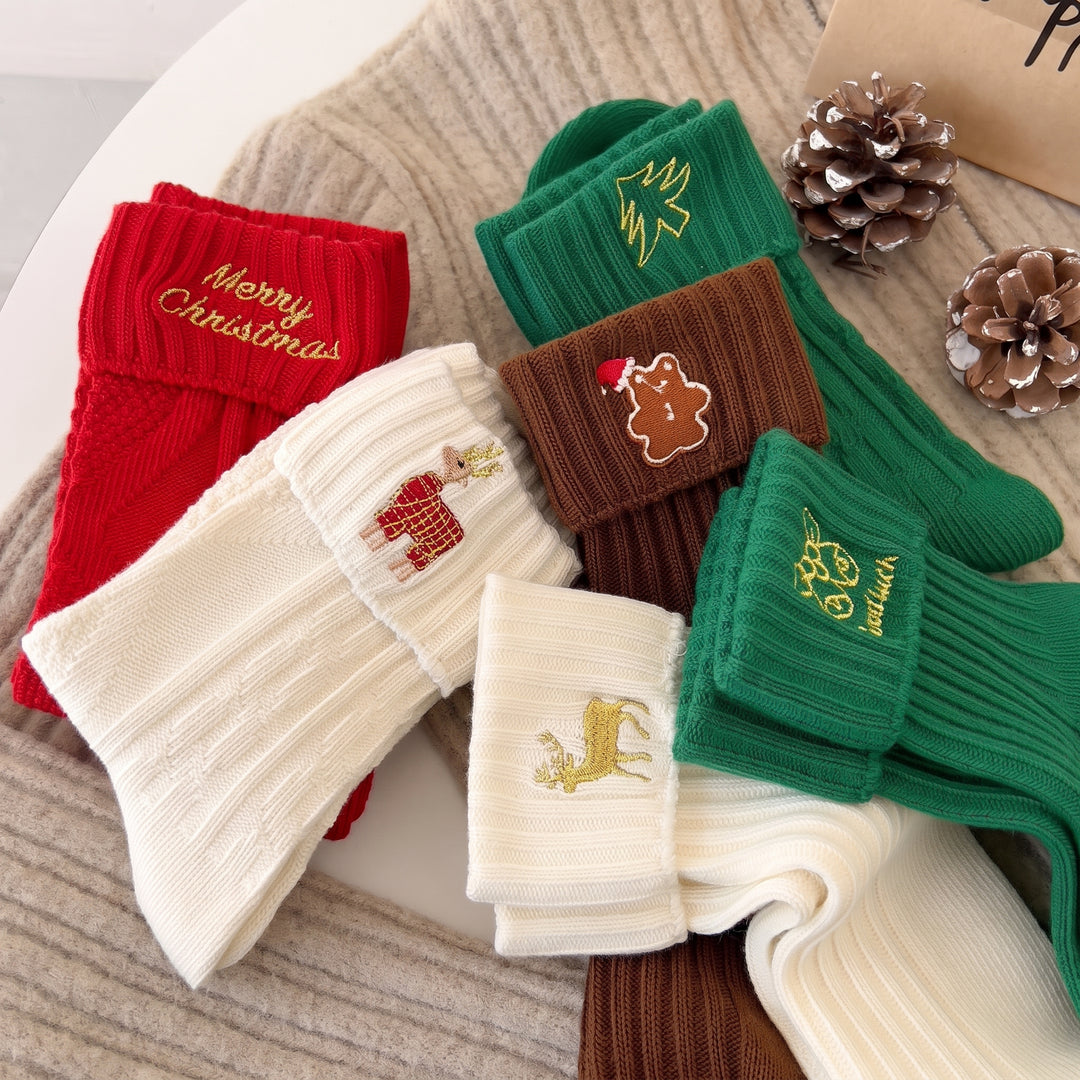 Embroidered Holiday Christmas Socks 3 Pack, Unisex Festive Gifts