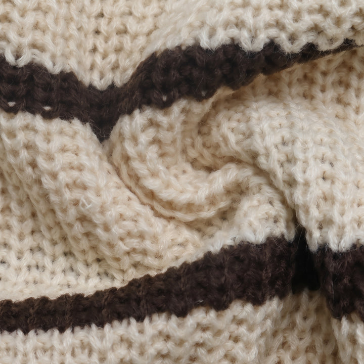 Women's Long Sleeve Collared Rugby Shirt, Knitted Brown