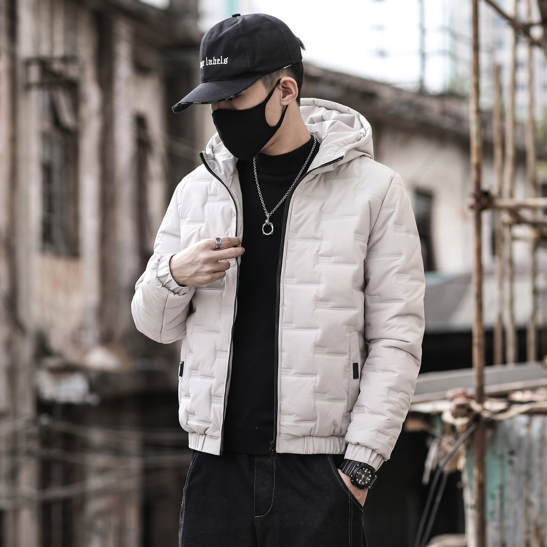 Men's Hooded Long Puffer Jacket, Padded Bubble Coat
