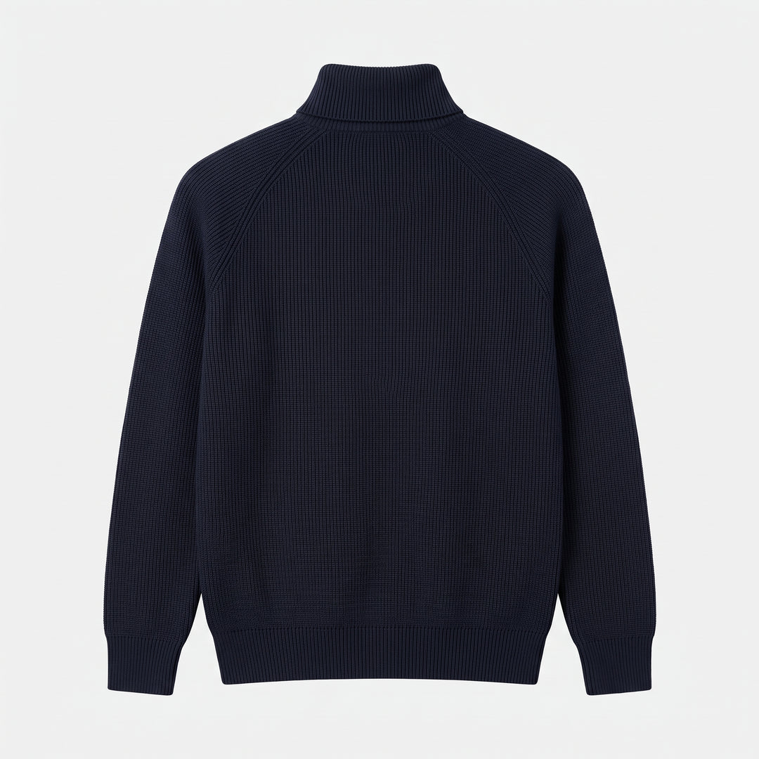 Men's Quarter Zip Sweater, Ribbed Knit Mock Neck Vertical Stripe Pullover