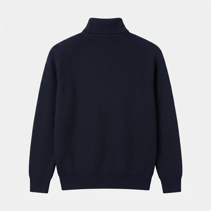 Men's Quarter Zip Sweater, Ribbed Knit Mock Neck Vertical Stripe Pullover