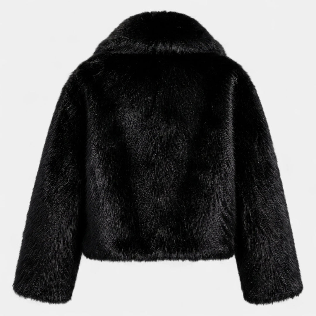 Women's Cropped Oversized Faux Fur Coat, Open Front High Waist