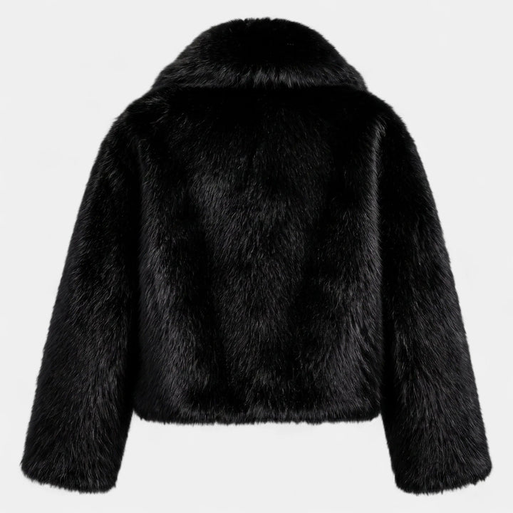 Women's Cropped Oversized Faux Fur Coat, Open Front High Waist