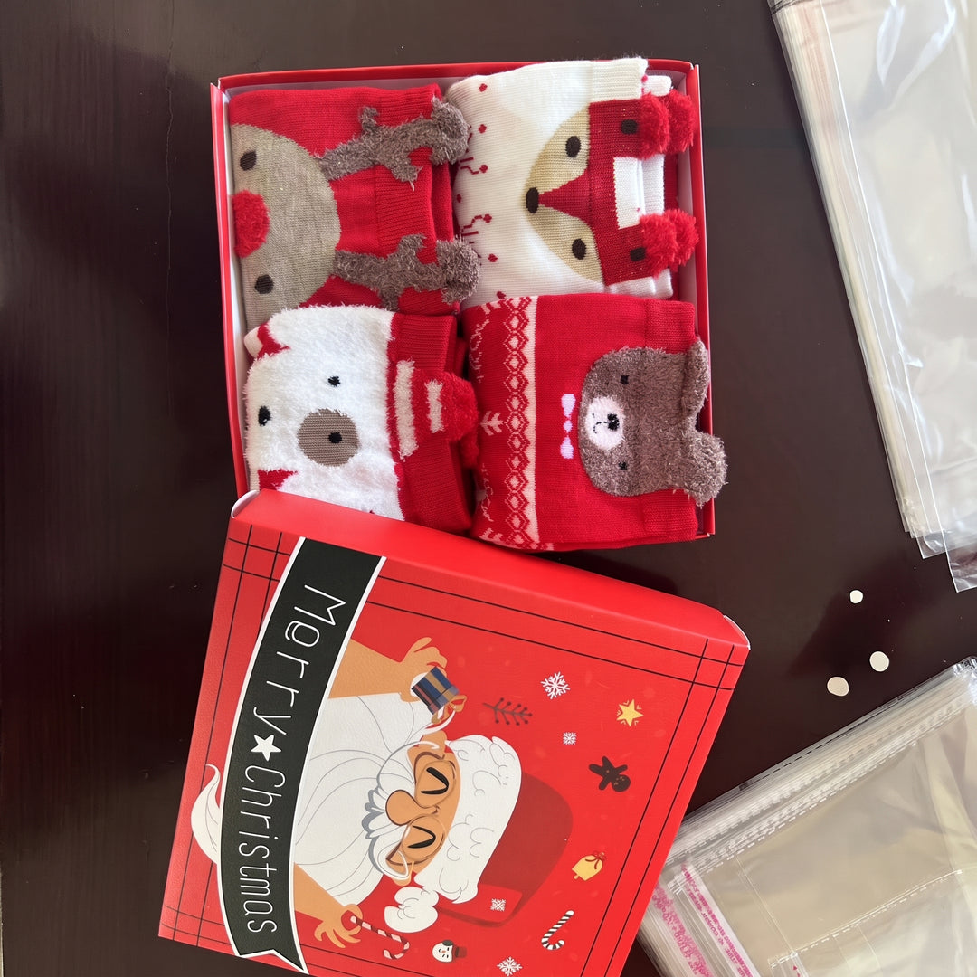 Holiday Fun Christmas Socks 4 Pack, Unisex Festive Santa Gifts