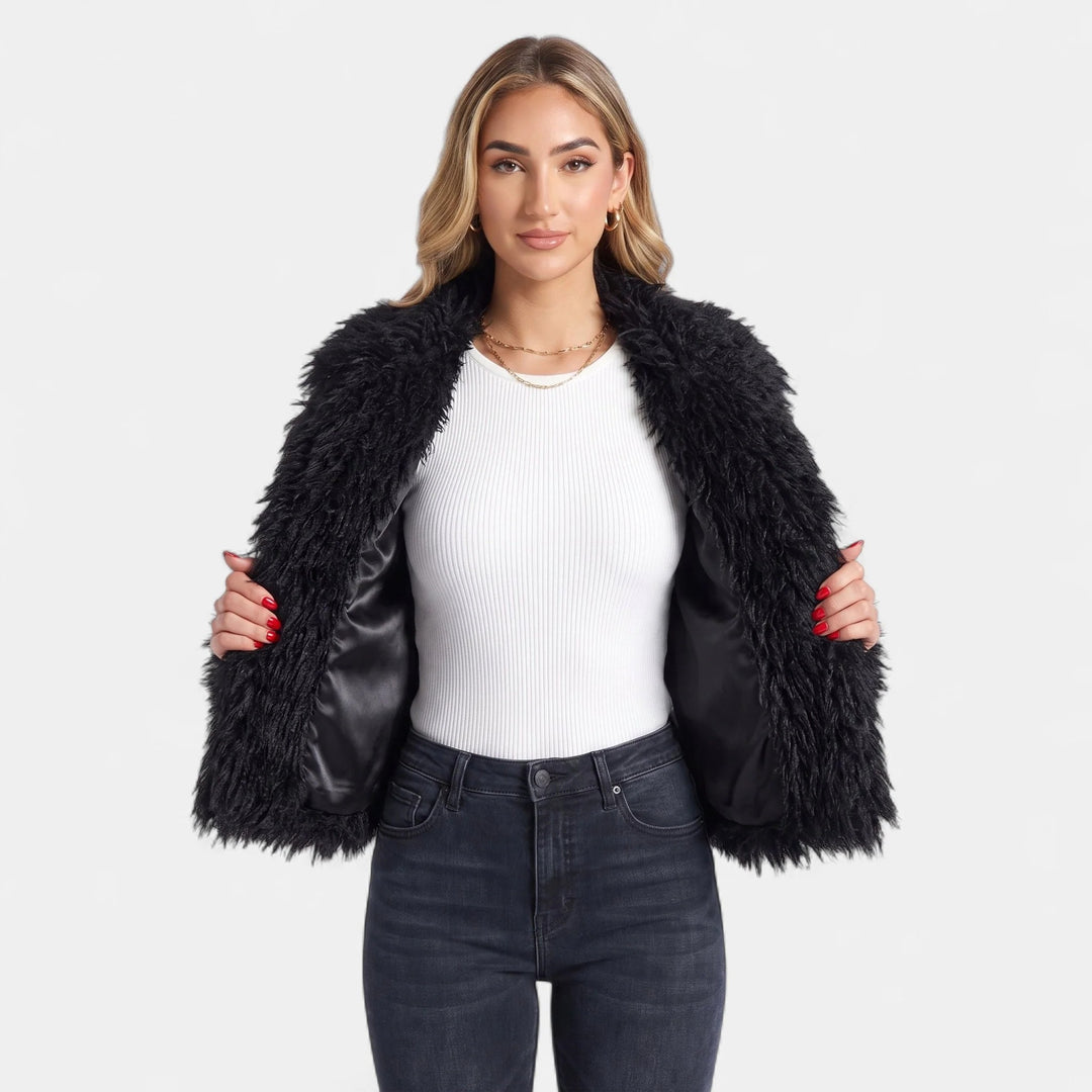 Women's Faux Fur Coat, Oversized Open Front Long Sleeves