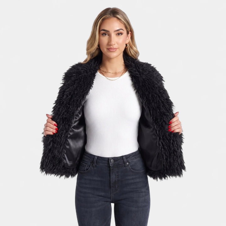 Women's Faux Fur Coat, Oversized Open Front Long Sleeves