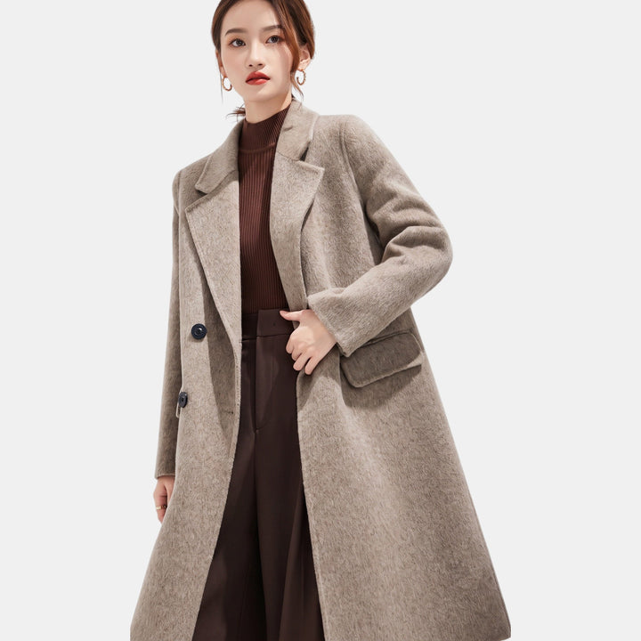 Women's Oversized Double Breasted Wool Coat, Belted
