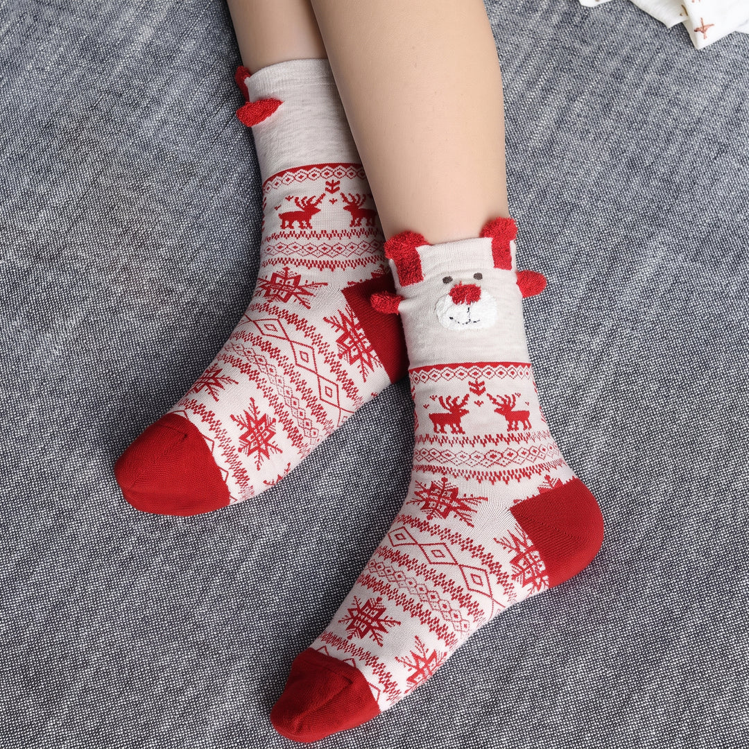Embroidered Plush Christmas Socks 3 Pack, Unisex Fuzzy Festive Fun
