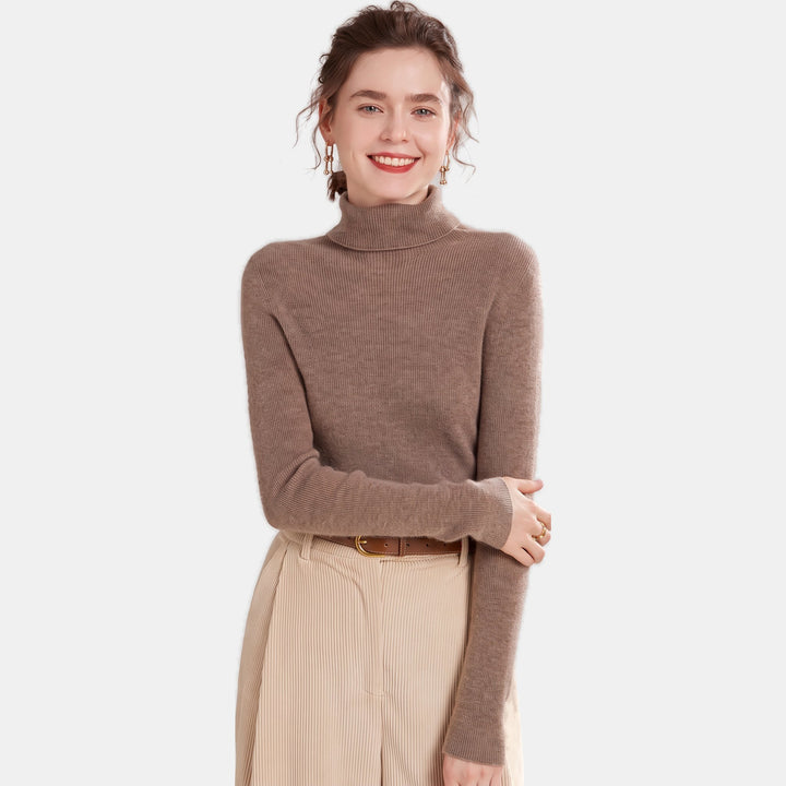 Women's Short Turtleneck Cashmere Sweater, Slim Fit