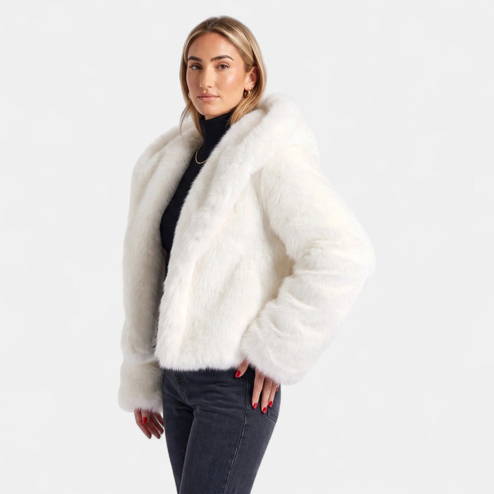 Women's Oversized Short Faux Fur Coat, Shawl Collar Open Front